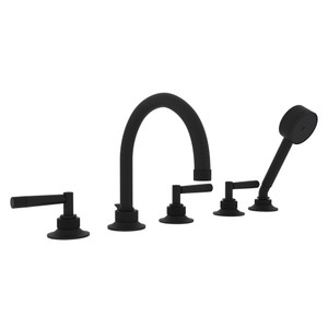 Graceline 5-Hole Deck Mount Tub Filler - Matte Black with Metal Lever Handle | Model Number: MB2050LMMB - Product Knockout