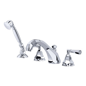 Palladian 4-Hole Deck Mount Tub Filler with Handshower - Polished Chrome with Metal Lever Handle | Model Number: A1904LMAPC - Product Knockout