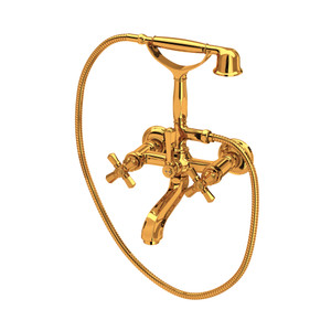 Palladian Exposed Tub Set with Handshower - Italian Brass with Cross Handle | Model Number: A1901XMIB - Product Knockout