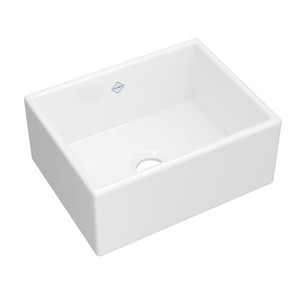 Classic Shaker Single Bowl Farmhouse Apron Front Fireclay Kitchen Sink - White | Model Number: MS2418WH - Product Knockout