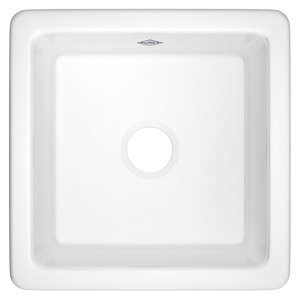 Lancaster™ 18" Single Bowl Square Fireclay Bar/Food Prep Kitchen Sink - White (WH) | Model Number: RC1818WH