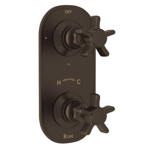 San Giovanni Trim for 1/2 Inch Thermostatic and Diverter Control Rough Valve - Tuscan Brass with Five Spoke Cross Handle | Model Number: A4564XTCB - Product Knockout