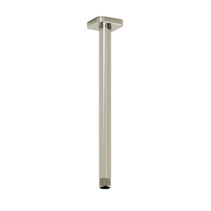12 Inch Ceiling Mount Shower Arm With Square Escutcheon  - Polished Nickel | Model Number: 577PN - Product Knockout