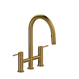 Azure Bridge Pulldown Kitchen Faucet  - Brushed Gold | Model Number: AZ400BG - Product Knockout