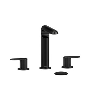 Ciclo Widespread Lavatory Faucet  - Black with Knurled Lever Handles | Model Number: CI08KNBK - Product Knockout