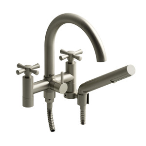 Edge Two Hole Tub Filler Without Risers  - Brushed Nickel with Cross Handles | Model Number: ED06+BN - Product Knockout