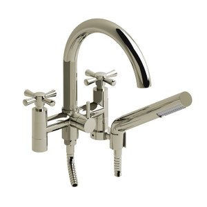 Edge Two Hole Tub Filler Without Risers  - Polished Nickel with Cross Handles | Model Number: ED06+PN - Product Knockout