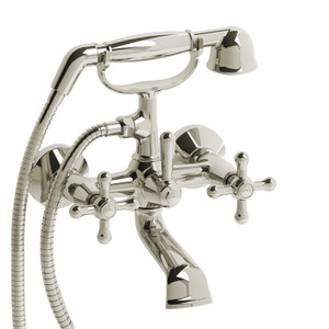 Classic Two Hole Tub Filler  - Brushed Nickel with Lever Handles | Model Number: GN06LBN - Product Knockout