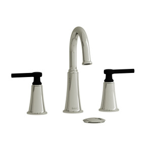 Momenti Widespread Lavatory Faucet with C-Spout  - Polished Nickel and Black with Lever Handles | Model Number: MMRD08LPNBK - Product Knockout