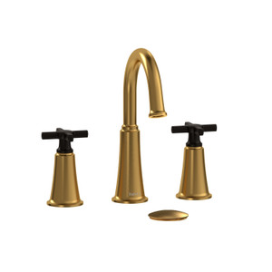 Momenti Widespread Lavatory Faucet with C-Spout  - Brushed Gold and Black with Cross Handles | Model Number: MMRD08+BGBK - Product Knockout