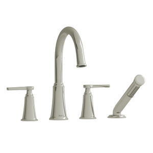 Momenti™ 4-Hole Deck Mount Tub Filler With C-Spout - Polished Nickel | Model Number: MMRD12JPN