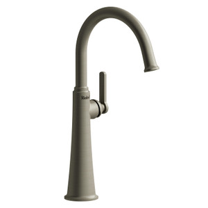 Momenti Single Handle Tall Lavatory Faucet with C-Spout  - Brushed Nickel with J-Shaped Handles | Model Number: MMRDL01JBN - Product Knockout