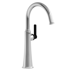 Momenti Single Handle Tall Lavatory Faucet with C-Spout 1.0 GPM - Chrome and Black with J-Shaped Handles | Model Number: MMRDL01JCBK-10 - Product Knockout