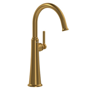 Momenti Single Handle Tall Lavatory Faucet with C-Spout  - Brushed Gold with Lever Handles | Model Number: MMRDL01LBG - Product Knockout