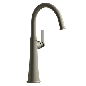 Momenti Single Handle Tall Lavatory Faucet with C-Spout  - Brushed Nickel with Lever Handles | Model Number: MMRDL01LBN - Product Knockout