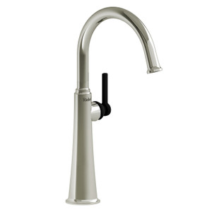 Momenti Single Handle Tall Lavatory Faucet with C-Spout  - Polished Nickel and Black with Lever Handles | Model Number: MMRDL01LPNBK - Product Knockout
