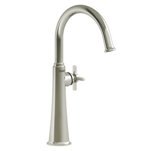 Momenti Single Handle Tall Lavatory Faucet with C-Spout  - Polished Nickel with Cross Handles | Model Number: MMRDL01+PN - Product Knockout