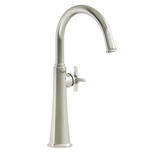 Momenti Single Handle Tall Lavatory Faucet with C-Spout 1.0 GPM - Polished Nickel with Cross Handles | Model Number: MMRDL01+PN-10 - Product Knockout