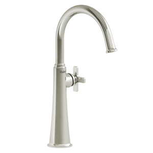 Momenti Single Handle Tall Lavatory Faucet with C-Spout 1.0 GPM - Polished Nickel with X-Shaped Handles | Model Number: MMRDL01XPN-10 - Product Knockout