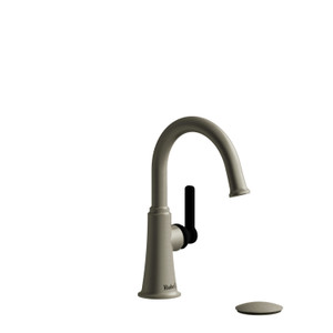 Momenti Single Handle Lavatory Faucet with C-Spout  - Brushed Nickel and Black with J-Shaped Handles | Model Number: MMRDS01JBNBK - Product Knockout