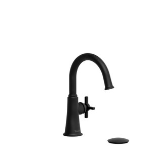 Momenti Single Handle Lavatory Faucet with C-Spout  - Black with Cross Handles | Model Number: MMRDS01+BK - Product Knockout