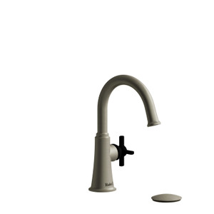 Momenti Single Handle Lavatory Faucet with C-Spout  - Brushed Nickel and Black with Cross Handles | Model Number: MMRDS01+BNBK - Product Knockout