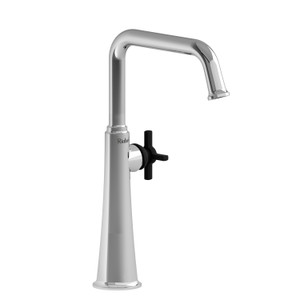 Momenti Single Handle Tall Lavatory Faucet with U-Spout 1.0 GPM - Chrome and Black with Cross Handles | Model Number: MMSQL01+CBK-10 - Product Knockout