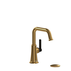 Momenti Single Handle Lavatory Faucet with U-Spout 1.0 GPM - Brushed Gold and Black with J-Shaped Handles | Model Number: MMSQS01JBGBK-10 - Product Knockout