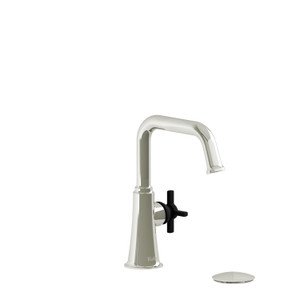 Momenti Single Handle Lavatory Faucet with U-Spout 1.0 GPM - Polished Nickel and Black with Cross Handles | Model Number: MMSQS01+PNBK-10 - Product Knockout