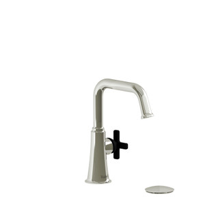 Momenti Single Handle Lavatory Faucet with U-Spout  - Polished Nickel and Black with X-Shaped Handles | Model Number: MMSQS01XPNBK - Product Knockout