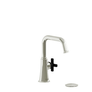 Momenti Single Handle Lavatory Faucet with U-Spout 1.0 GPM - Polished Nickel and Black with X-Shaped Handles | Model Number: MMSQS01XPNBK-10 - Product Knockout