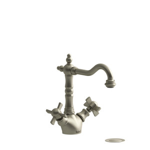 Retro Two Handle Lavatory Faucet  - Brushed Nickel with X-Shaped Handles | Model Number: RT01XBN - Product Knockout