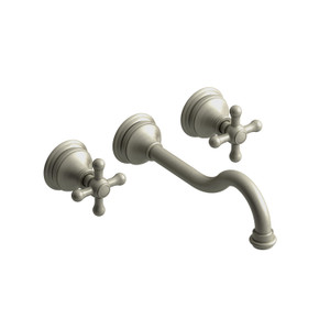 Retro Wall Mount Lavatory Faucet  - Brushed Nickel with Cross Handles | Model Number: RT03+BN - Product Knockout