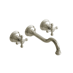 Retro Wall Mount Lavatory Faucet  - Polished Nickel with Cross Handles | Model Number: RT03+PN - Product Knockout