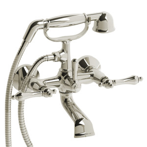 Retro Two Hole Tub Filler  - Polished Nickel with Lever Handles | Model Number: RT06LPN - Product Knockout