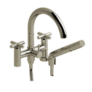 Riu Two Hole Tub Filler Without Risers  - Polished Nickel with Cross Handles | Model Number: RU06+PN - Product Knockout