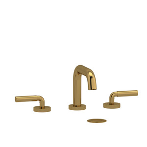 Riu Widespread Lavatory Faucet with U-Spout  - Brushed Gold with Lever Handles | Model Number: RUSQ08LBG - Product Knockout