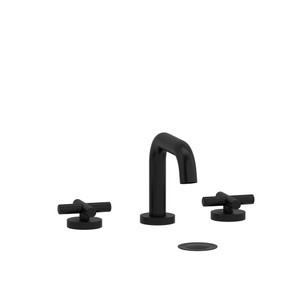 Riu Widespread Lavatory Faucet with U-Spout  - Black with Cross Handles | Model Number: RUSQ08+BK - Product Knockout