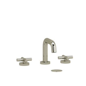 Riu Widespread Lavatory Faucet with U-Spout  - Polished Nickel with Cross Handles | Model Number: RUSQ08+PN - Product Knockout