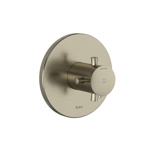 Edge 1/2 Inch Thermostatic and Pressure Balance Trim with up to 3 Functions  - Brushed Nickel with Cross Handles | Model Number: TEDTM44+BN - Product Knockout