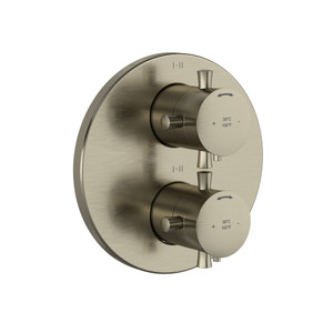 Edge 3/4 Inch Thermostatic and Pressure Balance Trim with up to 6 Functions  - Brushed Nickel with Cross Handles | Model Number: TEDTM46+BN - Product Knockout
