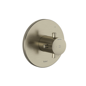 Edge 1/2 Inch Thermostatic and Pressure Balance Trim with up to 5 Functions  - Brushed Nickel with Cross Handles | Model Number: TEDTM47+BN - Product Knockout