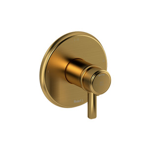 Momenti 1/2 Inch Thermostatic and Pressure Balance Trim with up to 3 Functions  - Brushed Gold with J-Shaped Handles | Model Number: TMMRD23JBG - Product Knockout