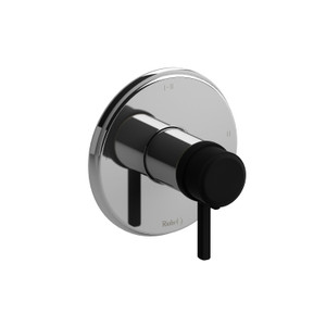 Momenti 1/2 Inch Thermostatic and Pressure Balance Trim with up to 3 Functions  - Chrome and Black with Lever Handles | Model Number: TMMRD23LCBK - Product Knockout