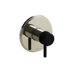 Momenti 1/2 Inch Thermostatic and Pressure Balance Trim with up to 5 Functions  - Polished Nickel and Black with Lever Handles | Model Number: TMMRD45LPNBK - Product Knockout