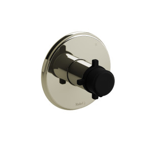 Momenti 1/2 Inch Thermostatic and Pressure Balance Trim with up to 5 Functions  - Polished Nickel and Black with Cross Handles | Model Number: TMMRD45+PNBK - Product Knockout