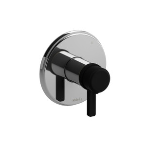 Momenti 1/2 Inch Thermostatic and Pressure Balance Trim with up to 5 Functions  - Chrome and Black with J-Shaped Handles | Model Number: TMMRD47JCBK - Product Knockout