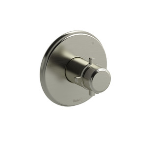 Momenti 1/2 Inch Thermostatic and Pressure Balance Trim with up to 5 Functions  - Brushed Nickel with Cross Handles | Model Number: TMMRD47+BN - Product Knockout