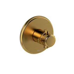 Momenti 1/2 Inch Thermostatic and Pressure Balance Trim with up to 5 Functions  - Brushed Gold with X-Shaped Handles | Model Number: TMMRD47XBG - Product Knockout