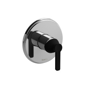 Momenti 1/2 Inch Pressure Balance Trim  - Chrome and Black with J-Shaped Handles | Model Number: TMMRD51JCBK - Product Knockout